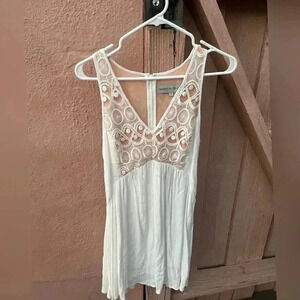 Blessed Are The Meek Boho Eyelet Nude And White Dress